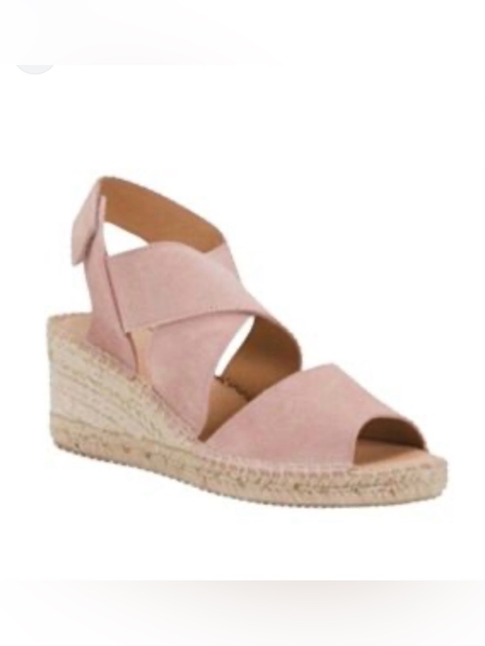 Jutila Made in Spain Suede Cross Strap Rose Mauve Jute Espadrille Sz 8